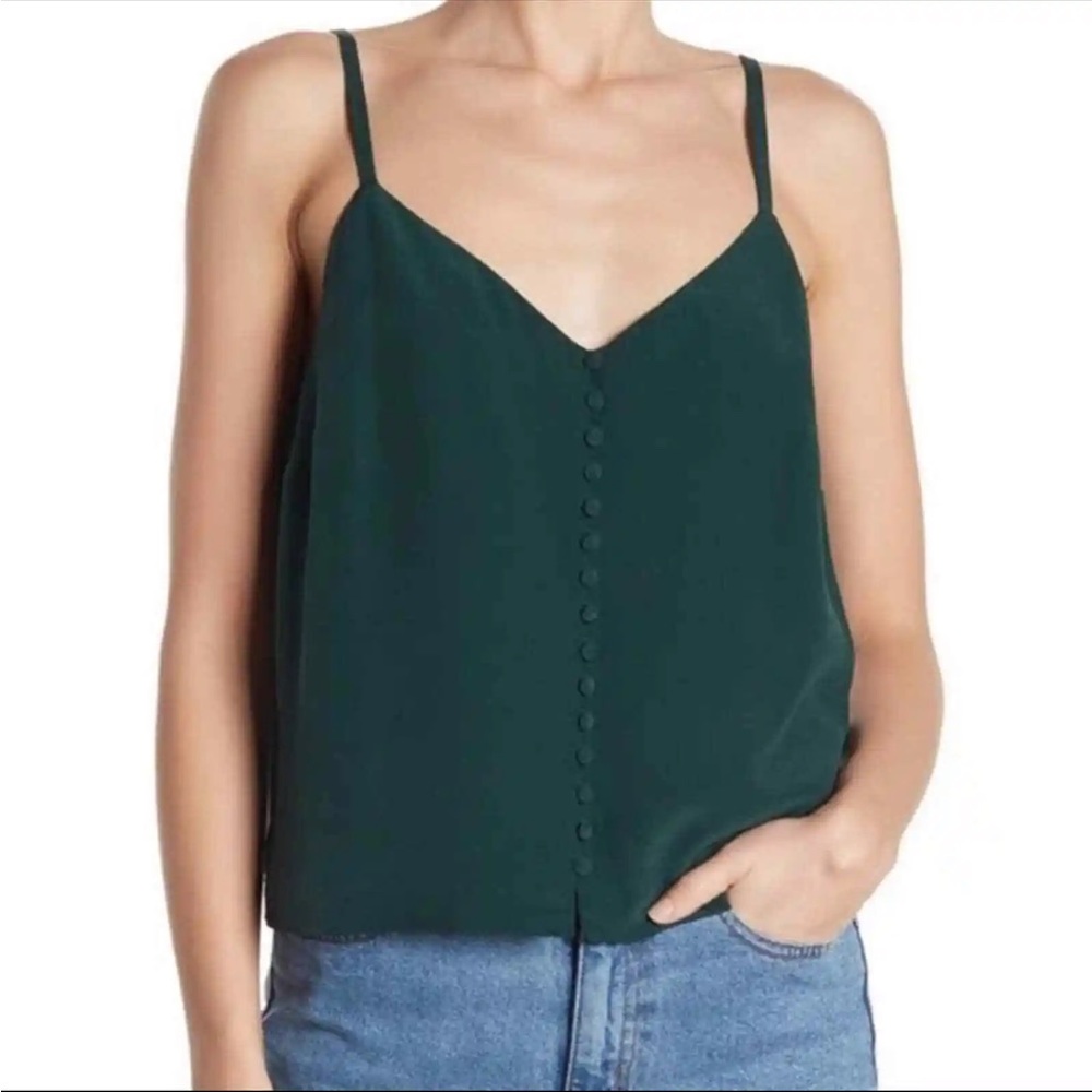 Madewell Silk Button-Down Cami in Green